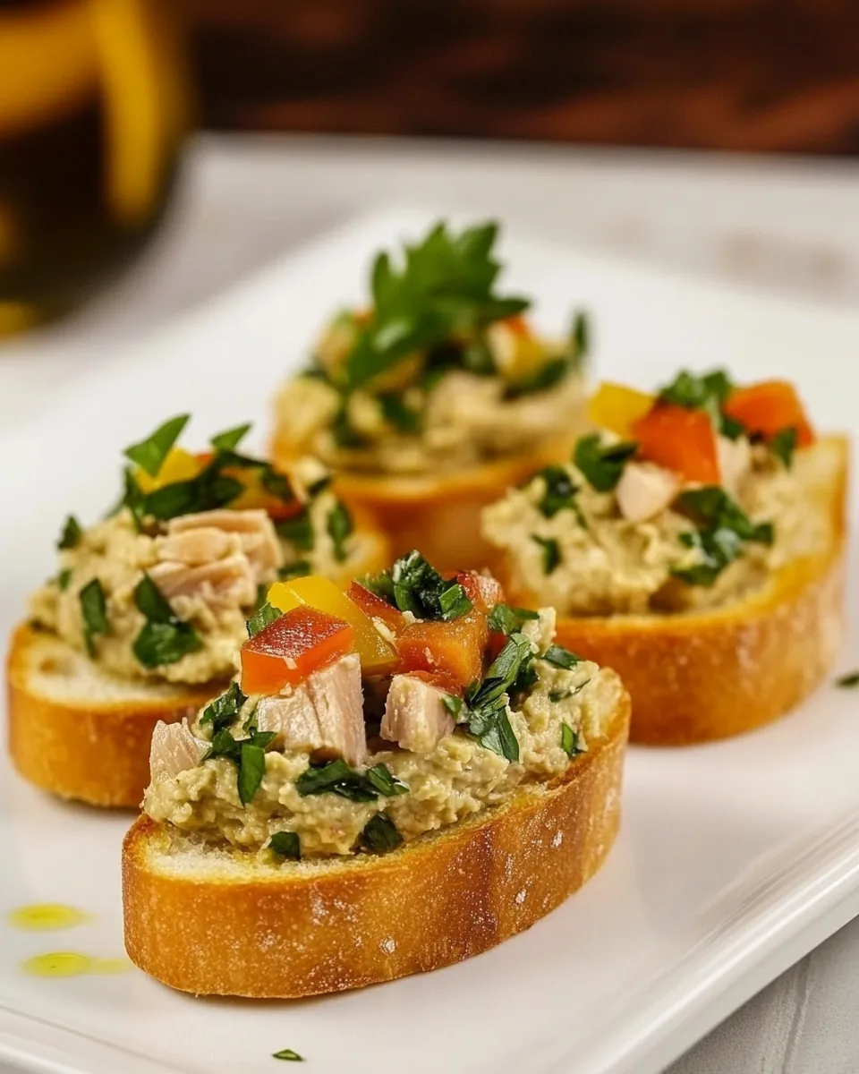Mediterranean Tuna Hummus Crostini