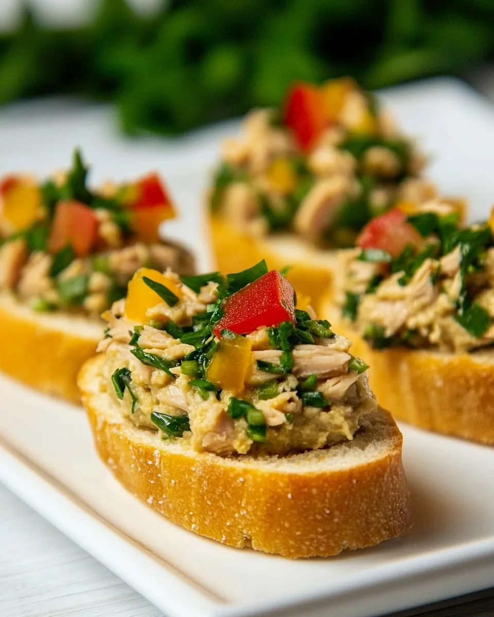 Mediterranean Tuna Hummus Crostini