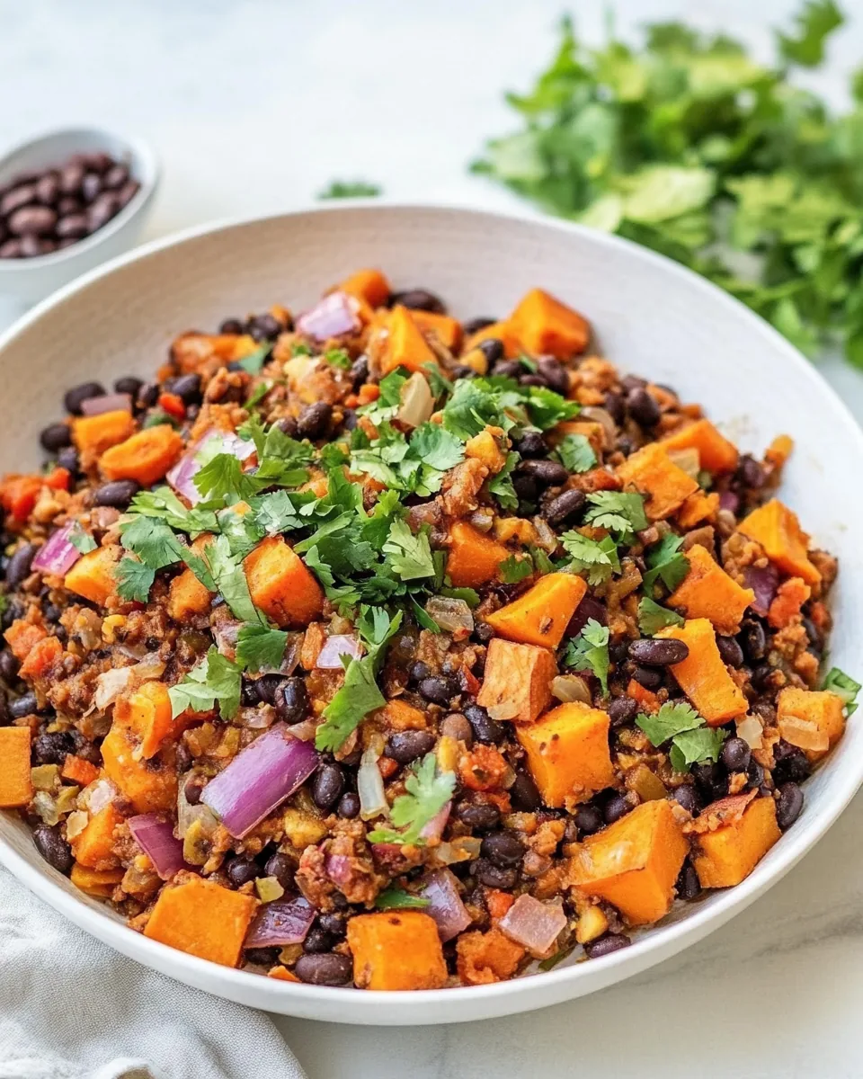 Mexican Vegan Black Bean Sweet Potato Skillet