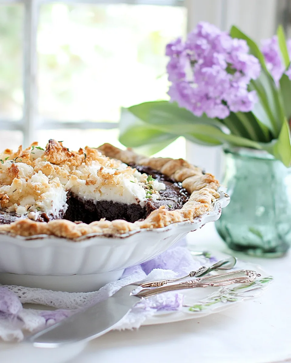 Miso Chocolate Fudge and Haupia Macaroon Pie