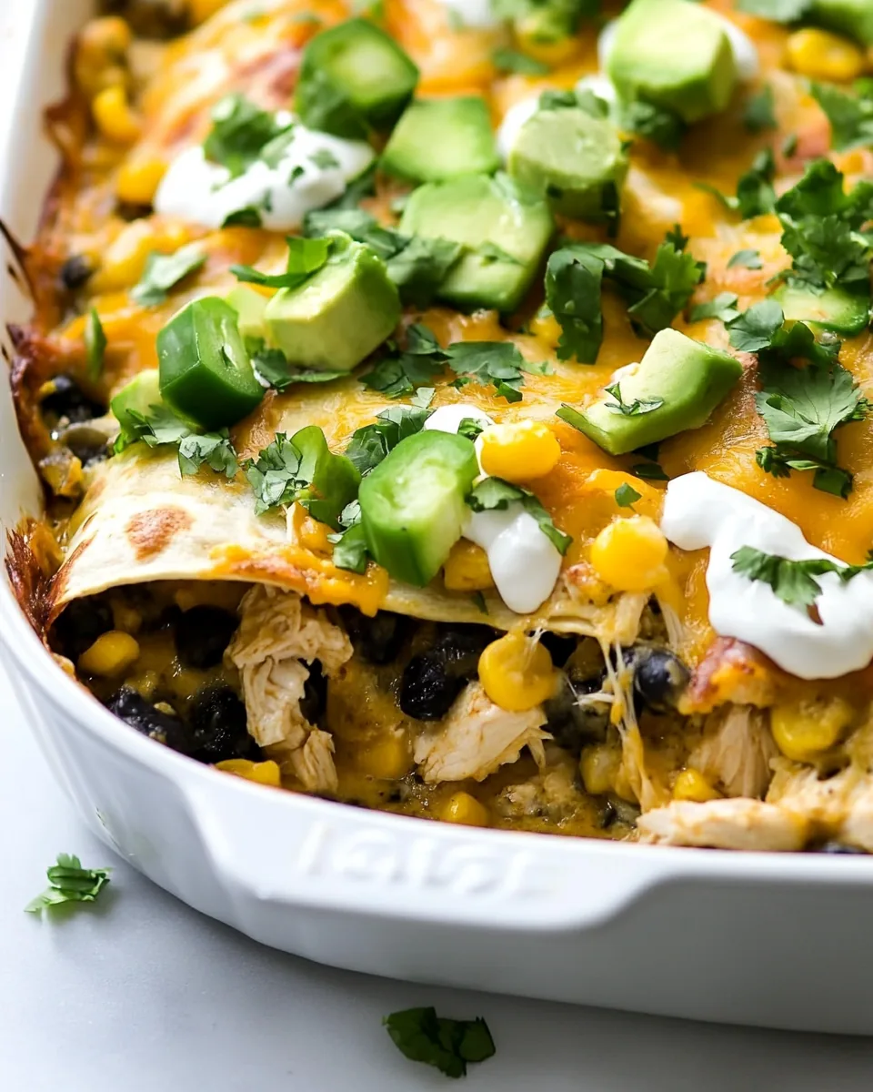 One Pan Chicken Tortilla Bake