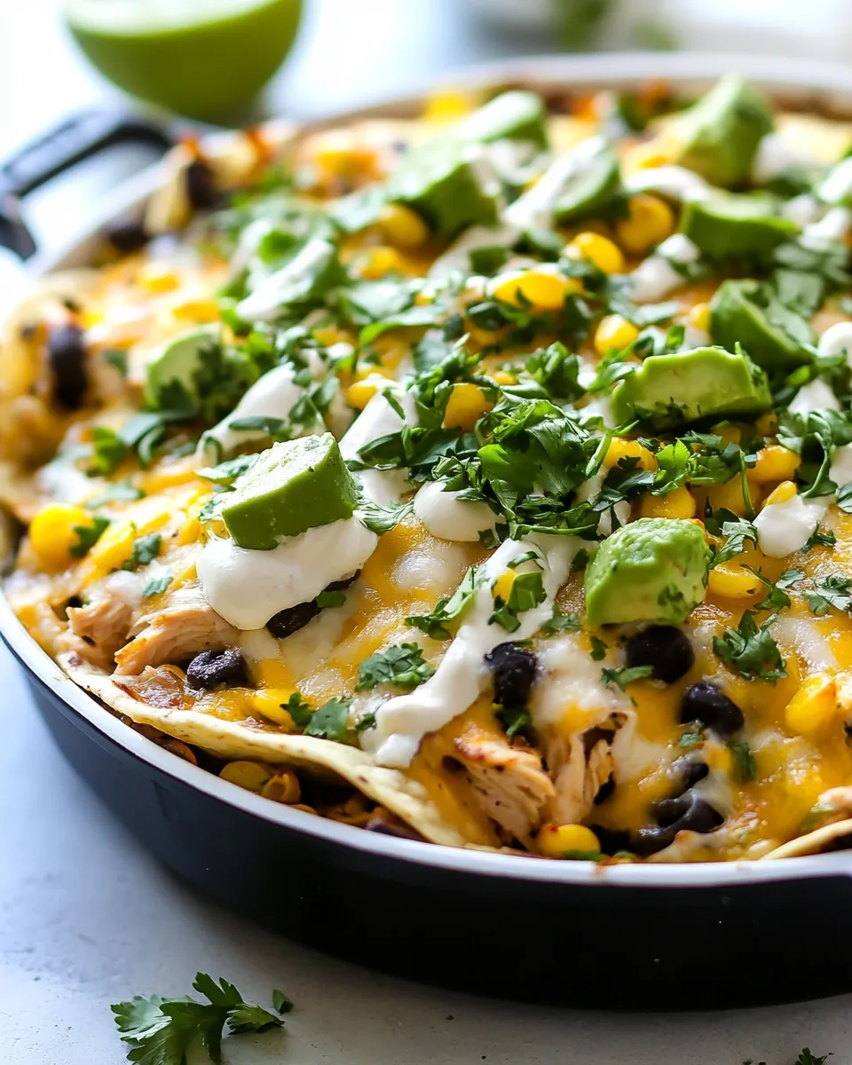 One Pan Chicken Tortilla Bake