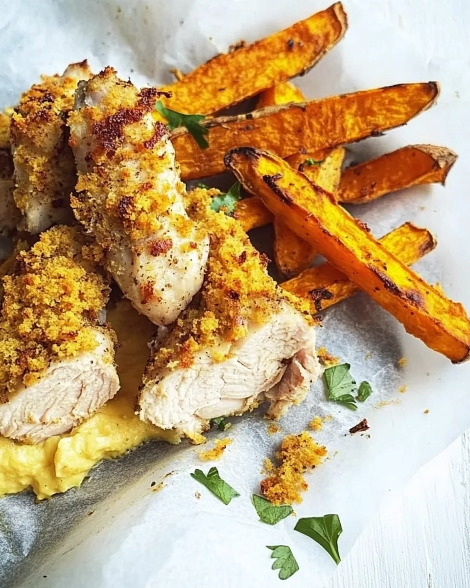 Oven Baked Chicken and Sweet Potato Fries