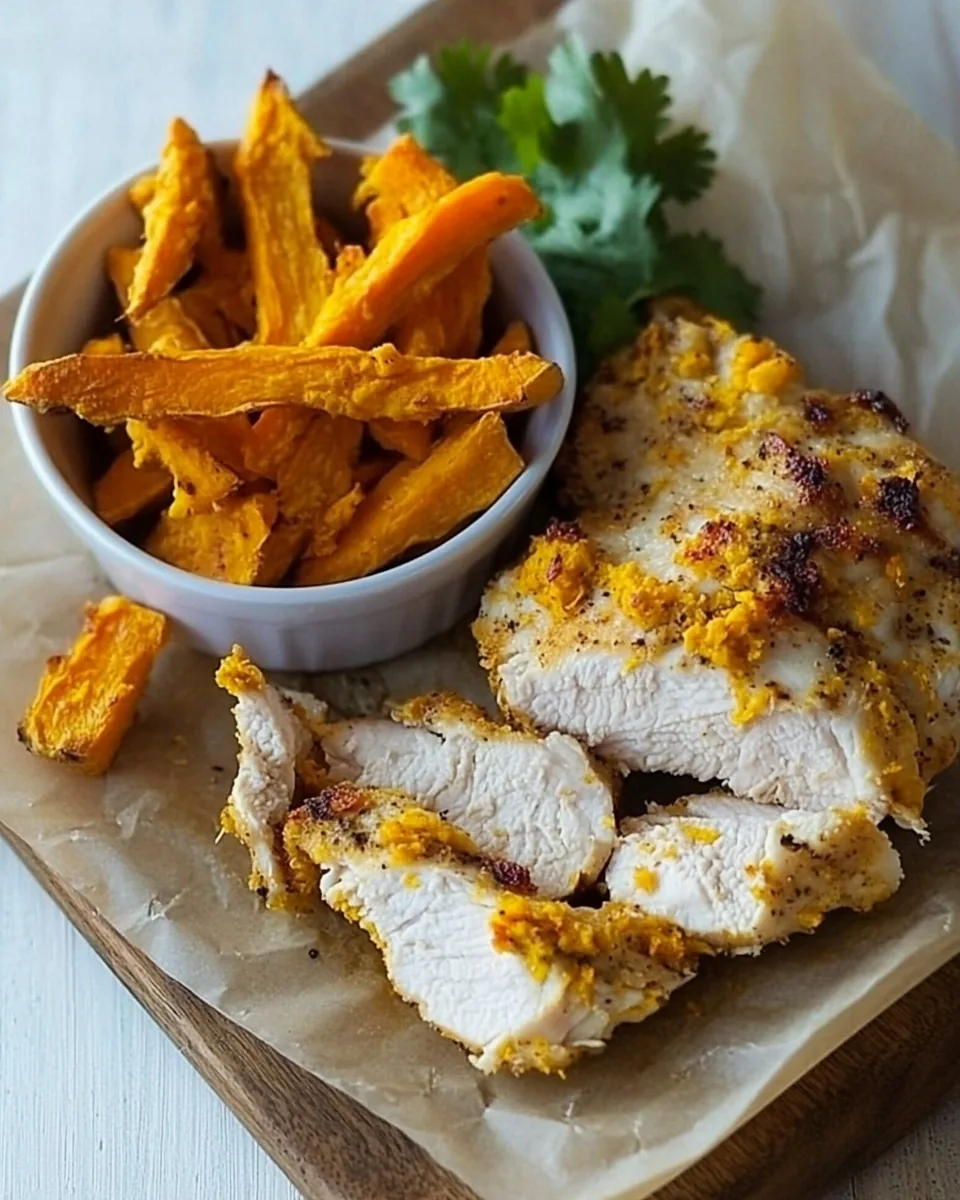 Oven Baked Chicken and Sweet Potato Fries