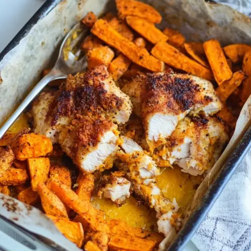 Oven Baked Chicken and Sweet Potato Fries