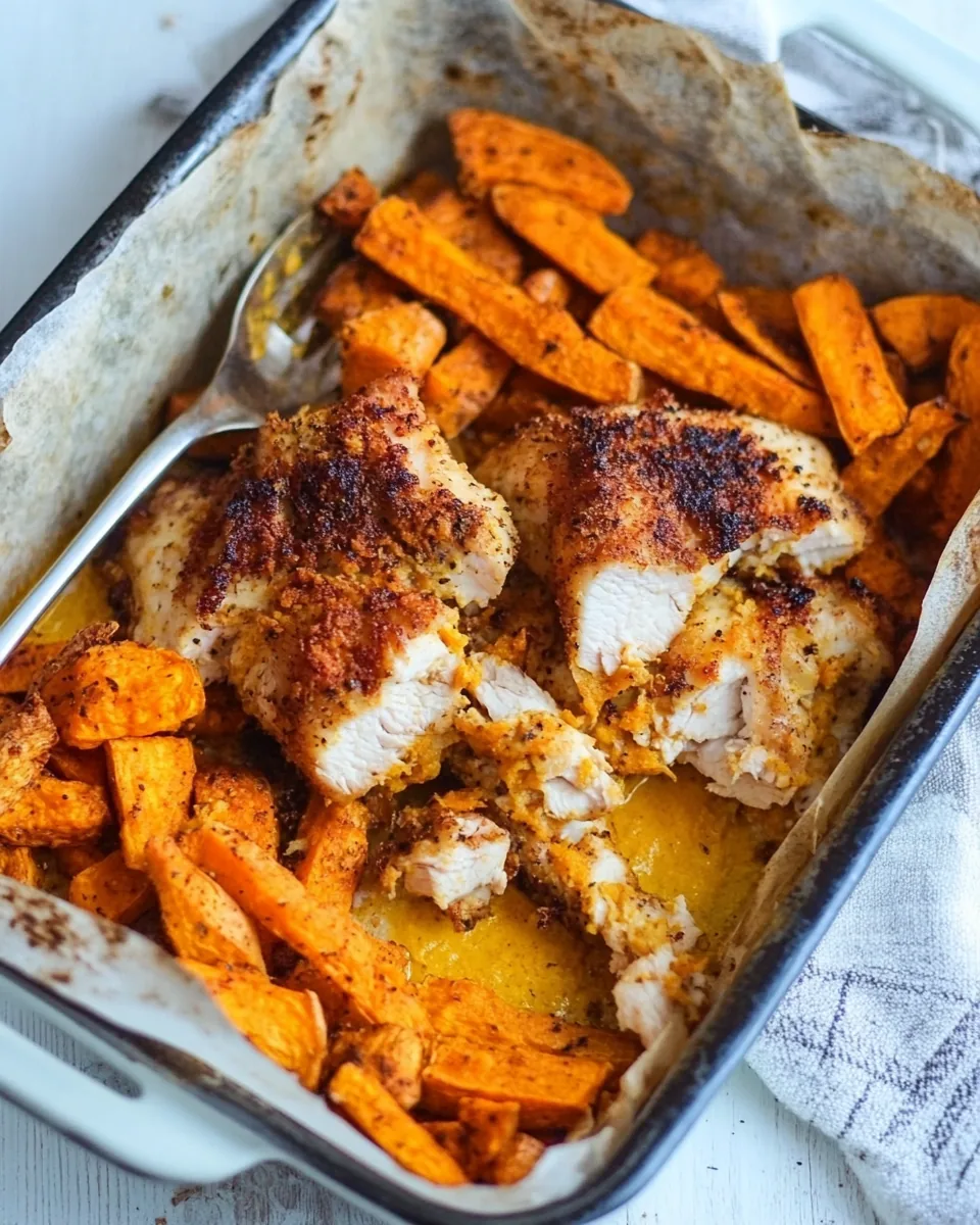 Oven Baked Chicken and Sweet Potato Fries