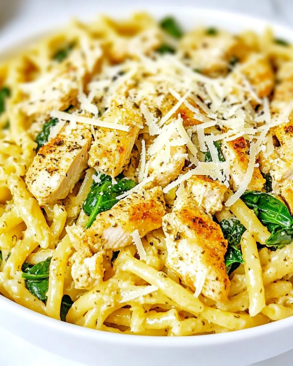 Parmesan Chicken Spinach Pasta