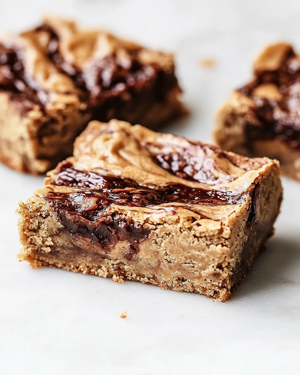Peanut Butter Jam Nutella Banana Blondies