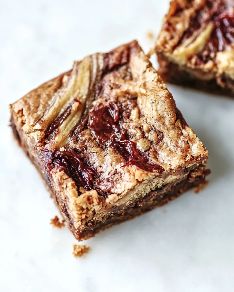 Peanut Butter Jam Nutella Banana Blondies