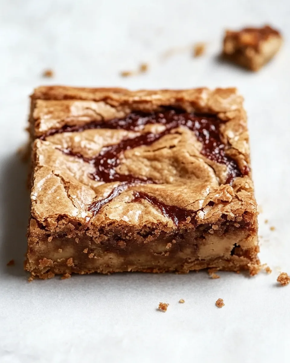 Peanut Butter Jam Nutella Banana Blondies