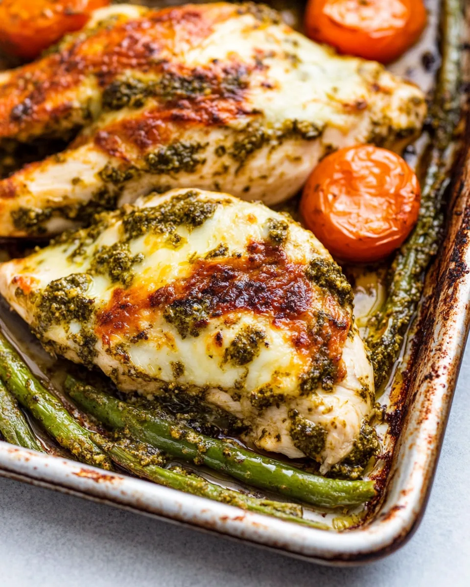 Pesto Mozzarella Chicken Sheet Pan Meal