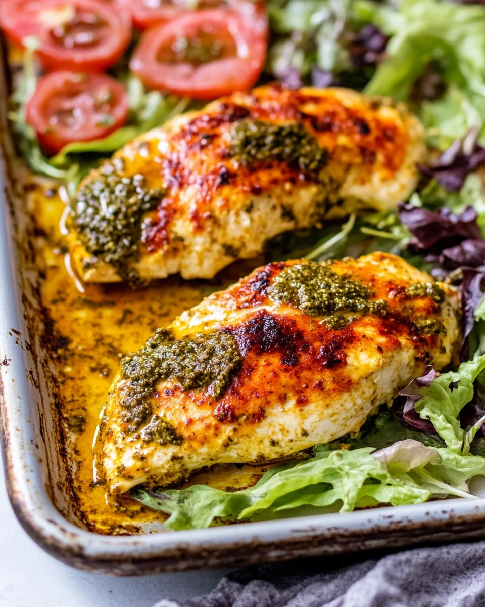 Pesto Mozzarella Chicken Sheet Pan Meal