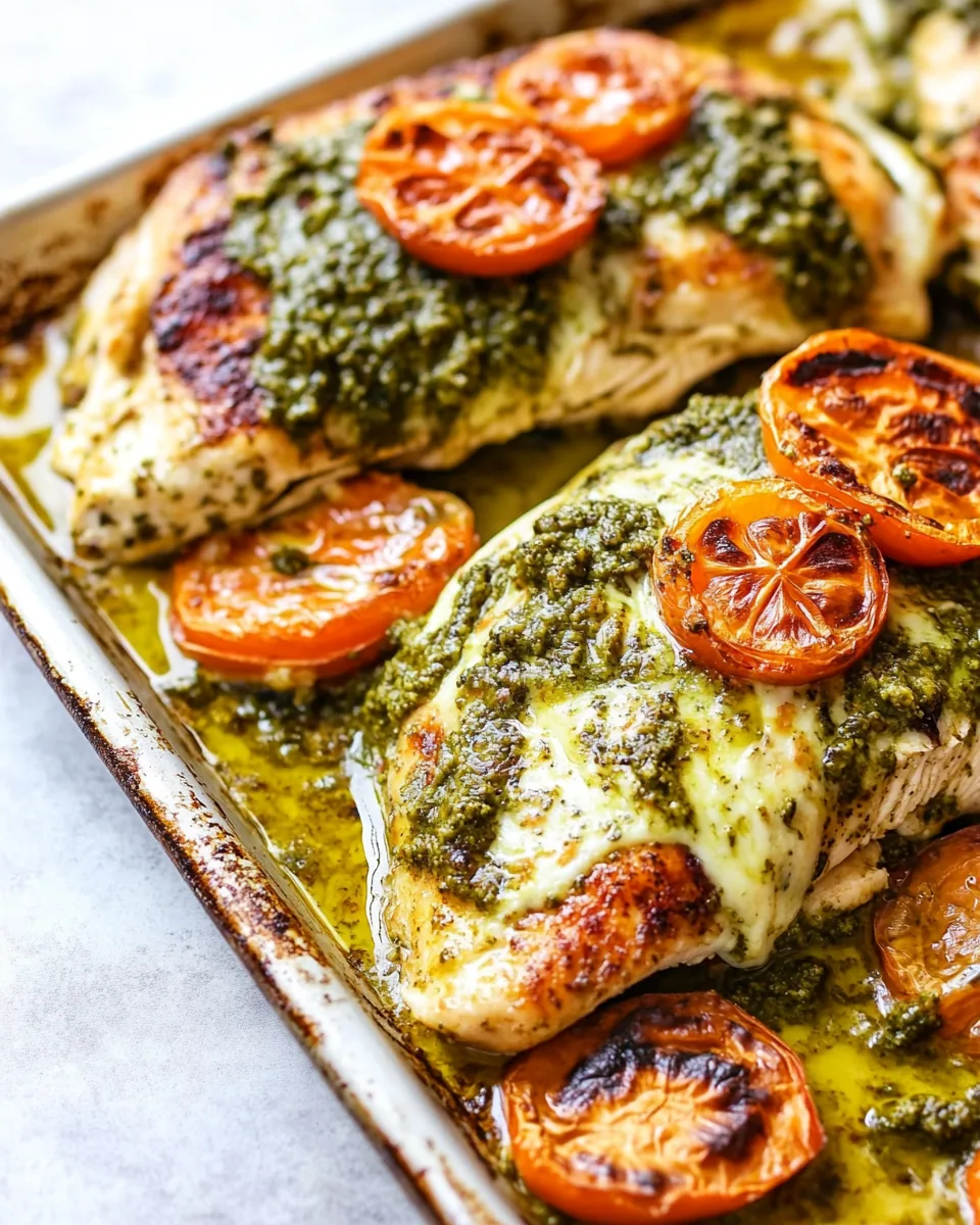 Pesto Mozzarella Chicken Sheet Pan Meal