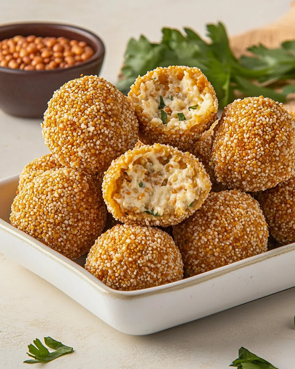 Red Lentil Mozzarella Croquettes