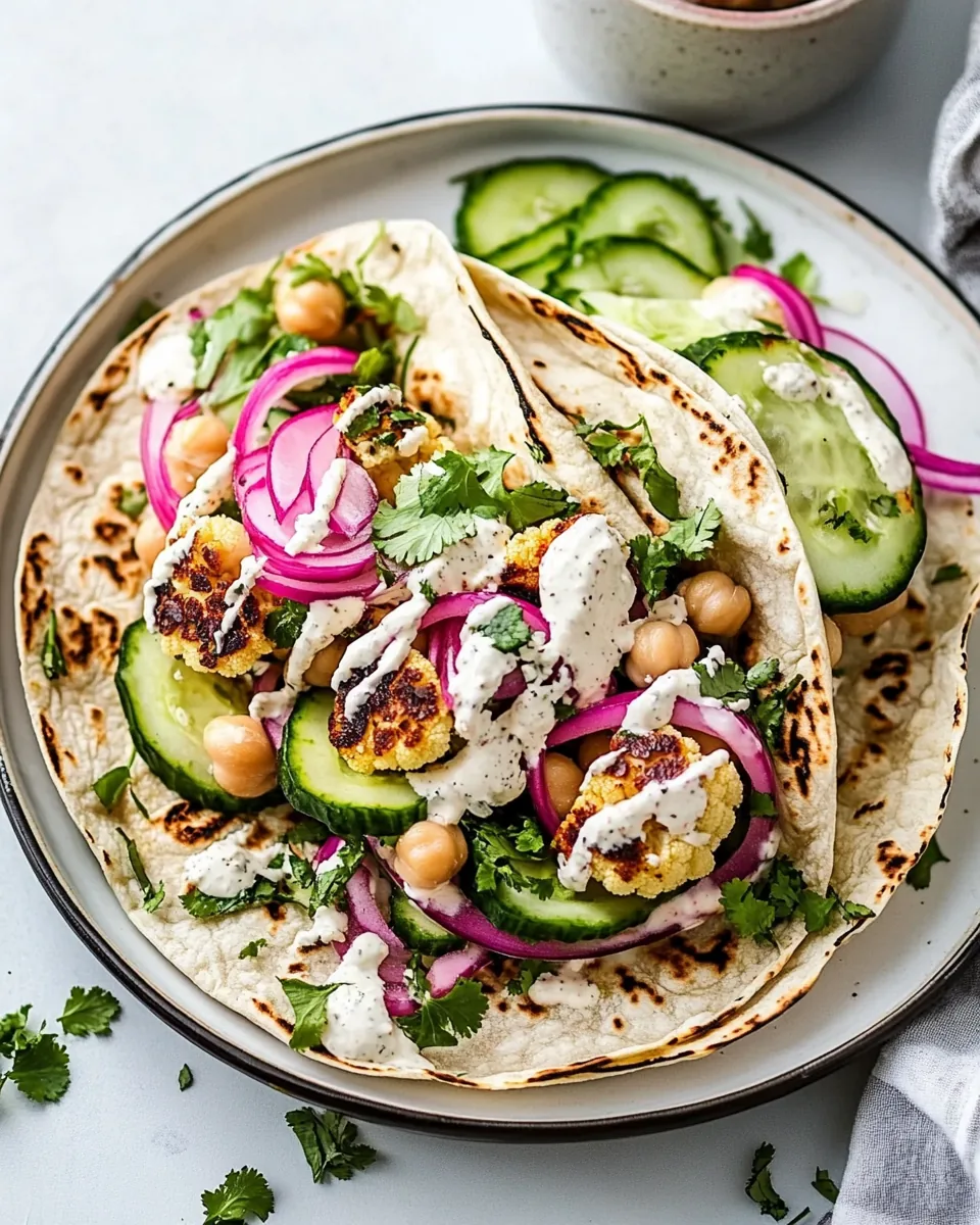 Roasted Cauliflower Chickpea Wraps