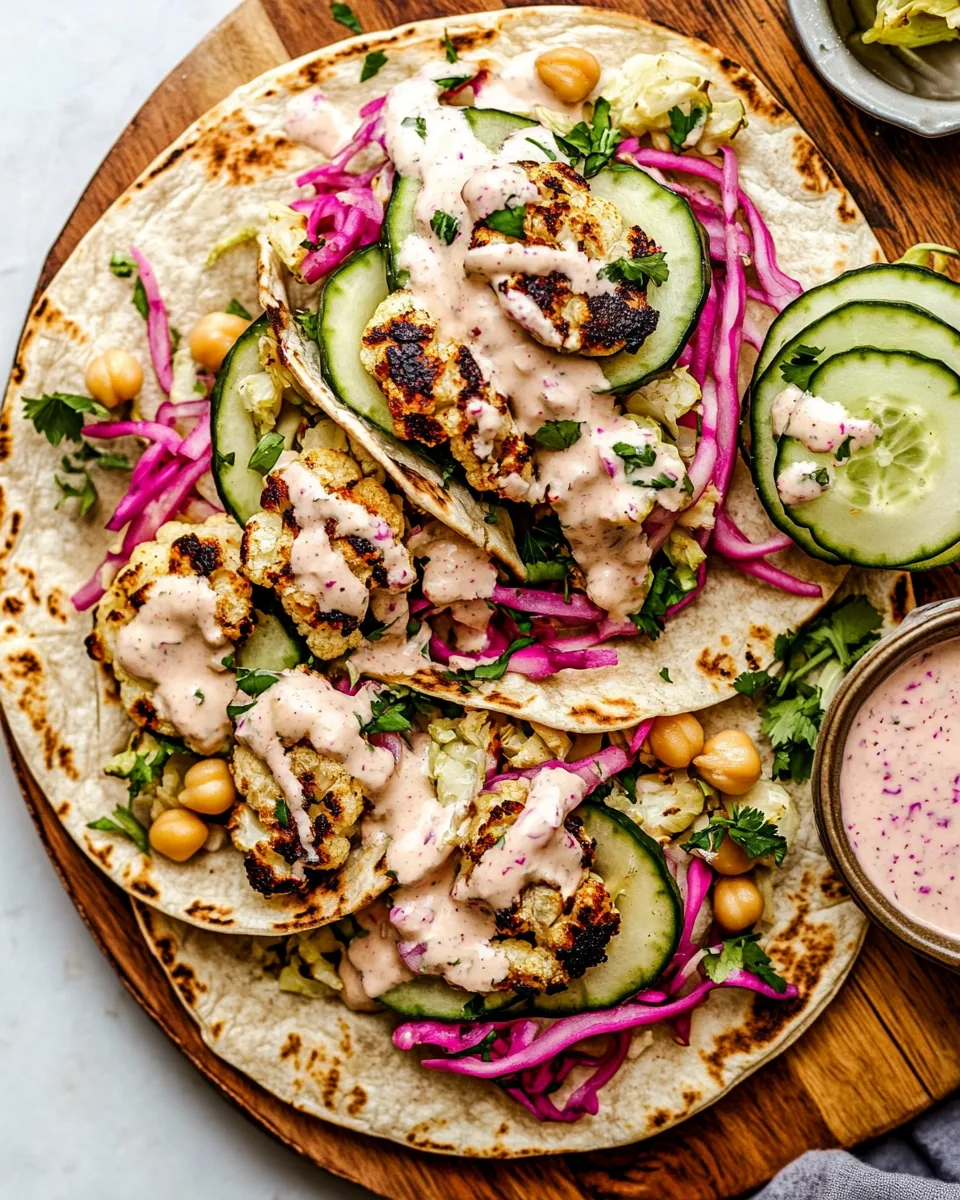 Roasted Cauliflower Chickpea Wraps