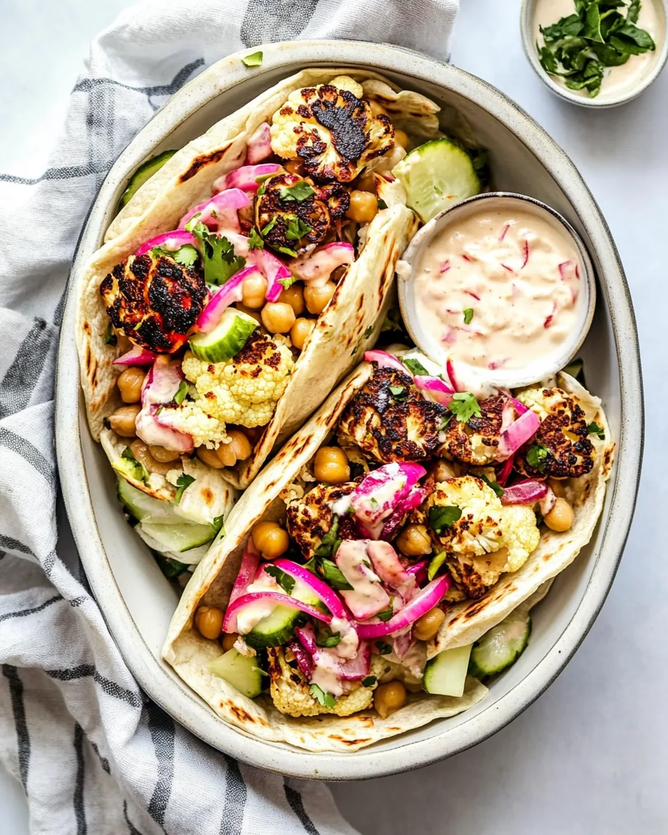 Roasted Cauliflower Chickpea Wraps