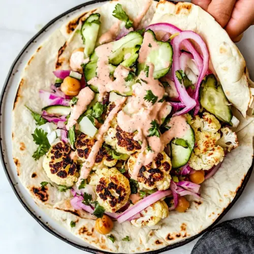 Roasted Cauliflower Chickpea Wraps