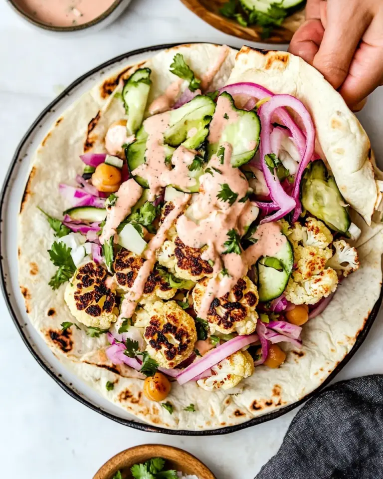 Roasted Cauliflower Chickpea Wraps