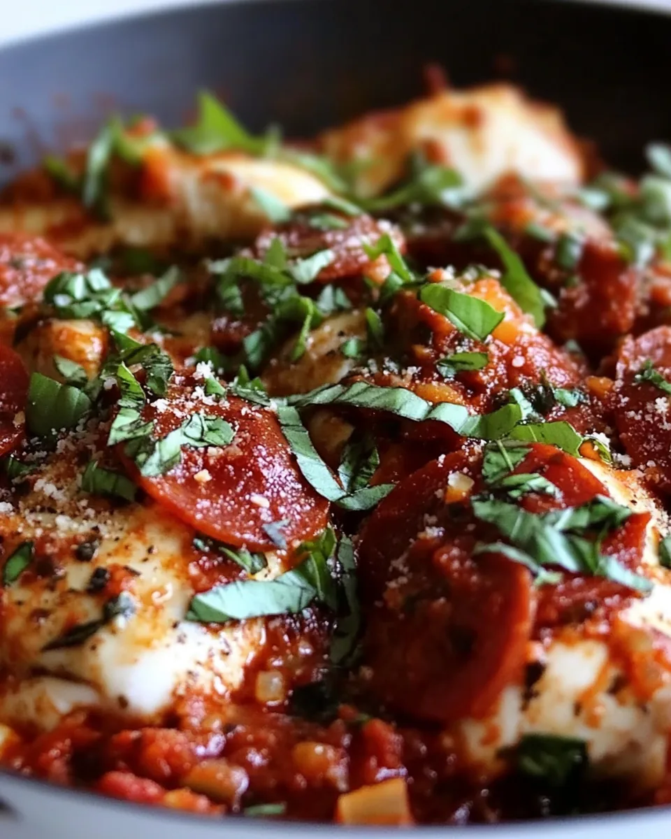 Skillet Chicken with Spicy Pepperoni Sauce