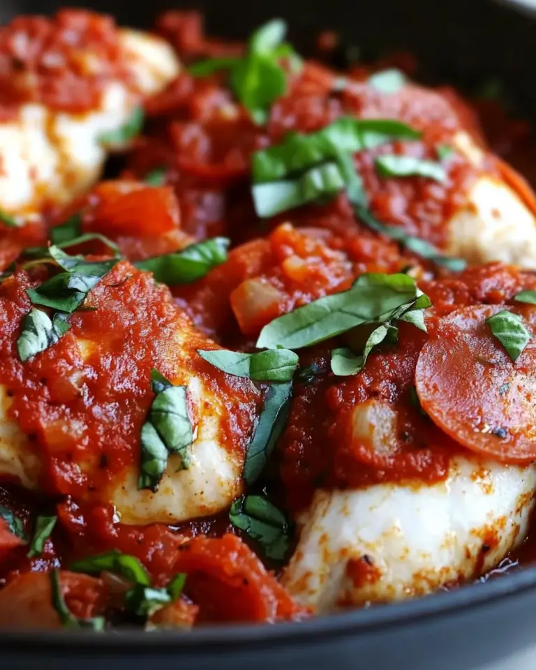 Skillet Chicken with Spicy Pepperoni Sauce
