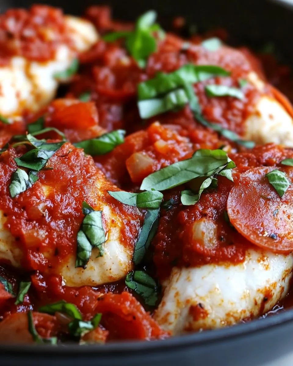 Skillet Chicken with Spicy Pepperoni Sauce