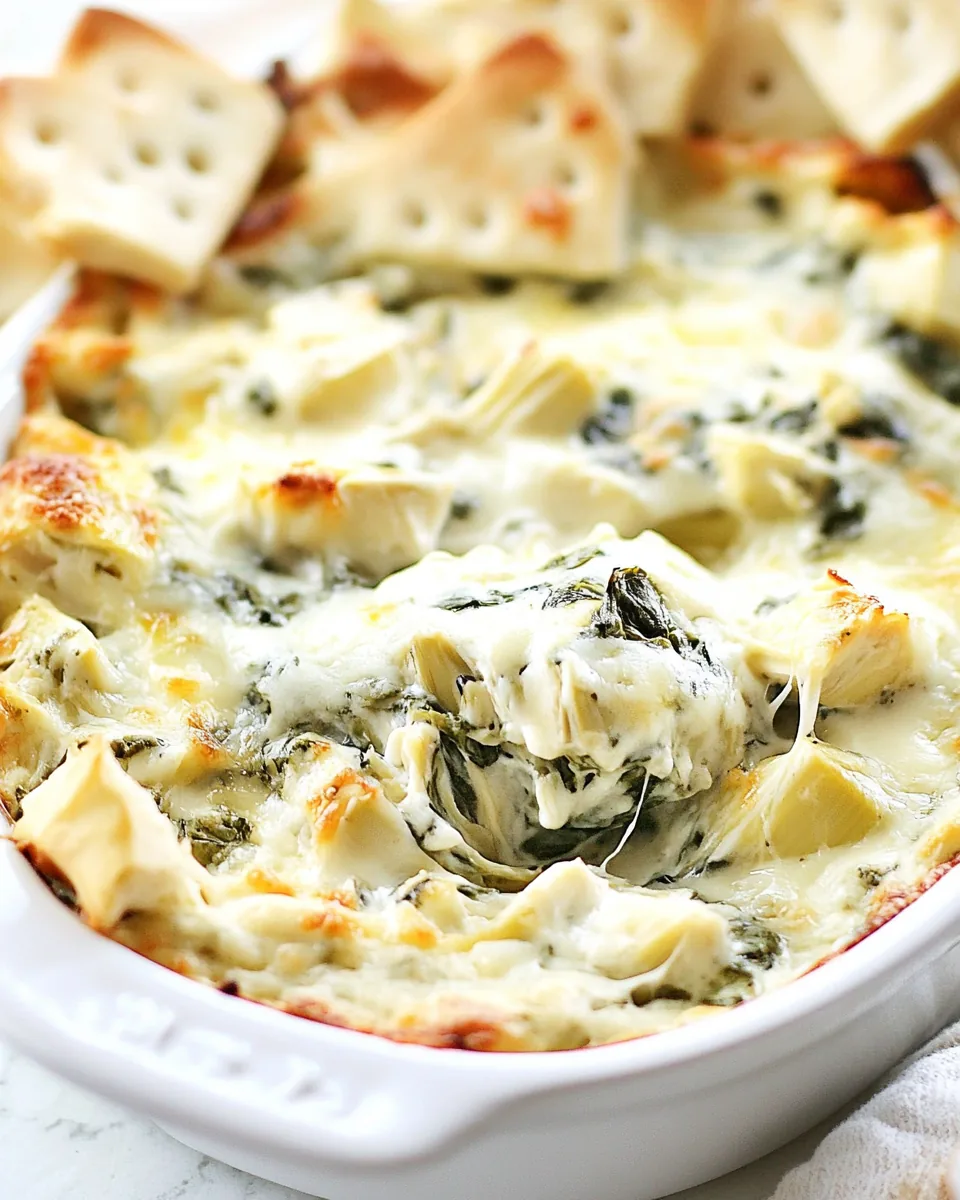 Skinny Three Cheese Spinach Artichoke Dip