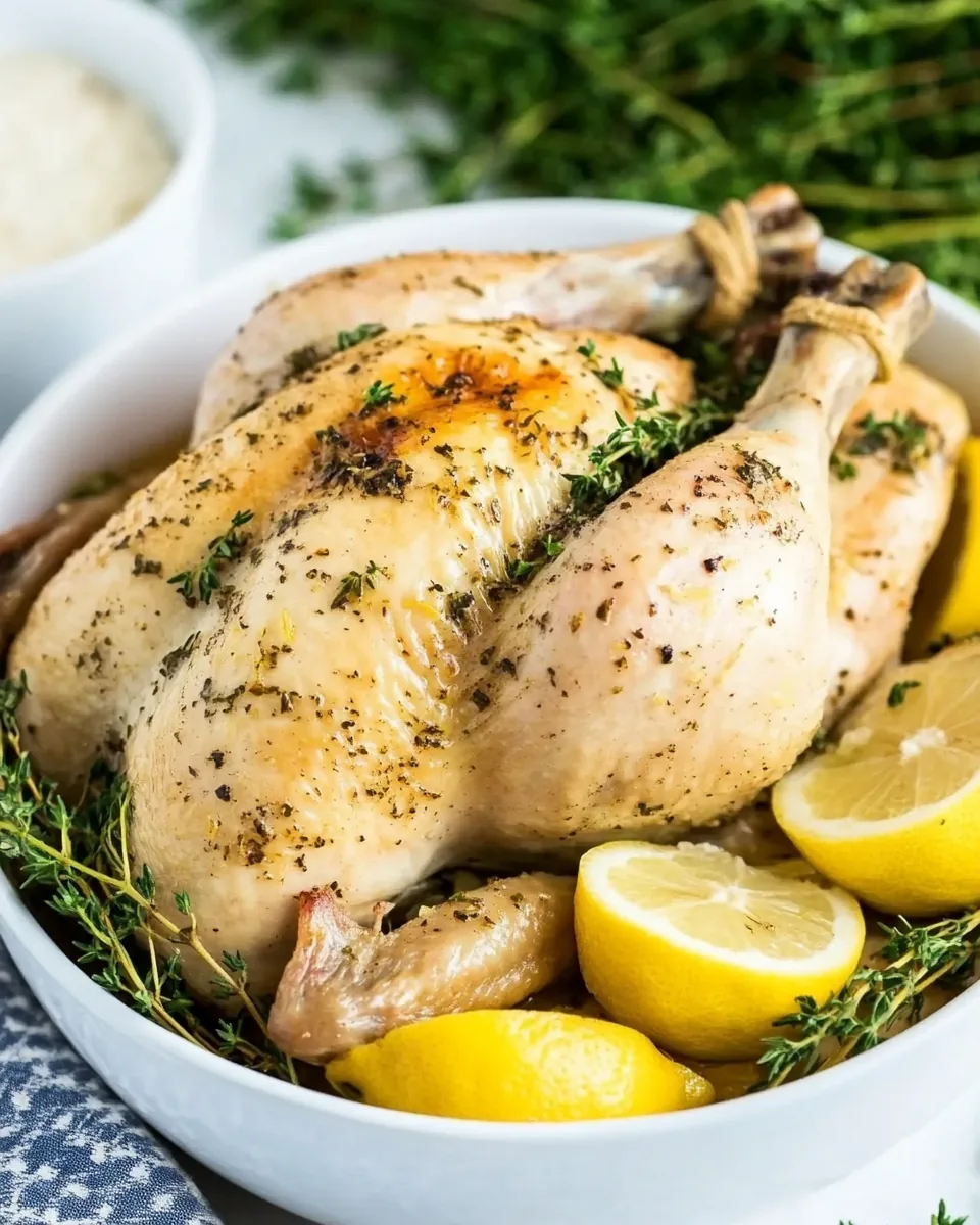 Slow Cooker Lemon Roasted Chicken