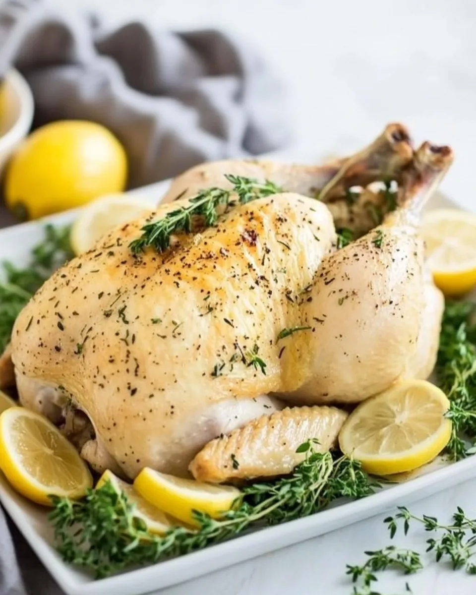Slow Cooker Lemon Roasted Chicken