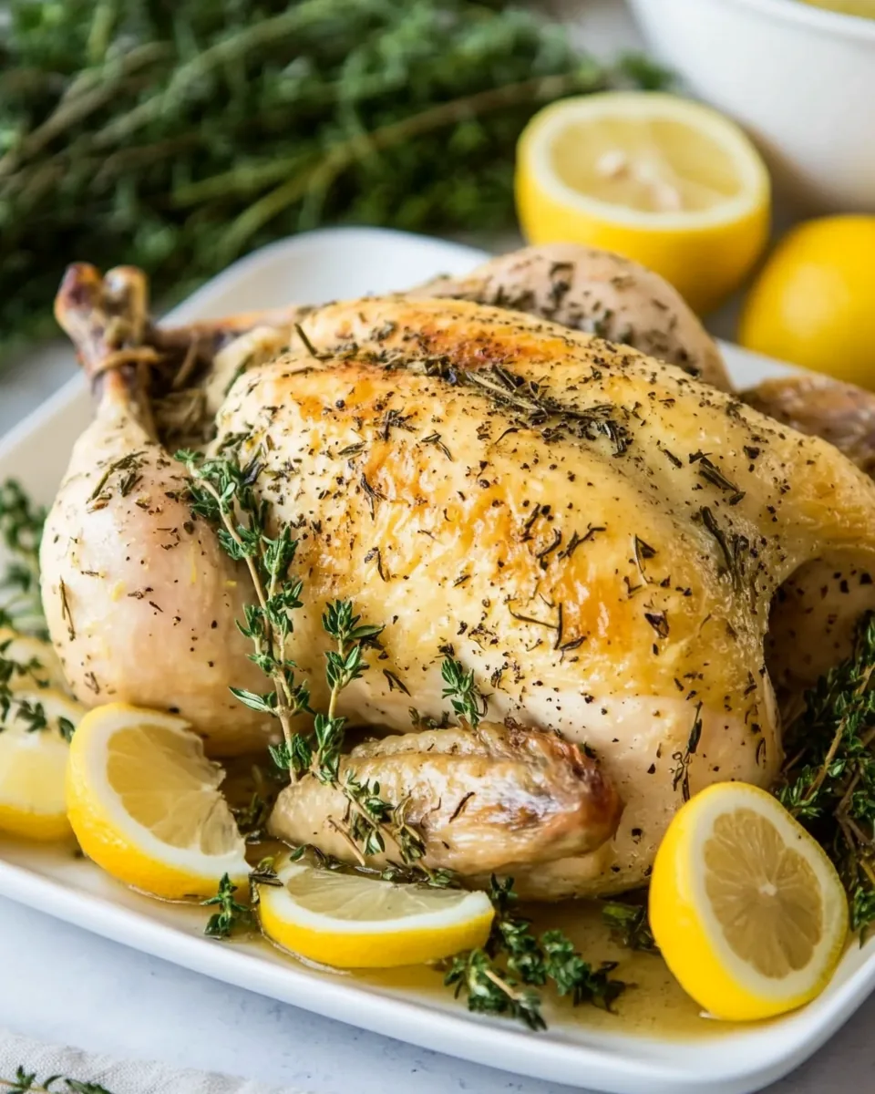Slow Cooker Lemon Roasted Chicken