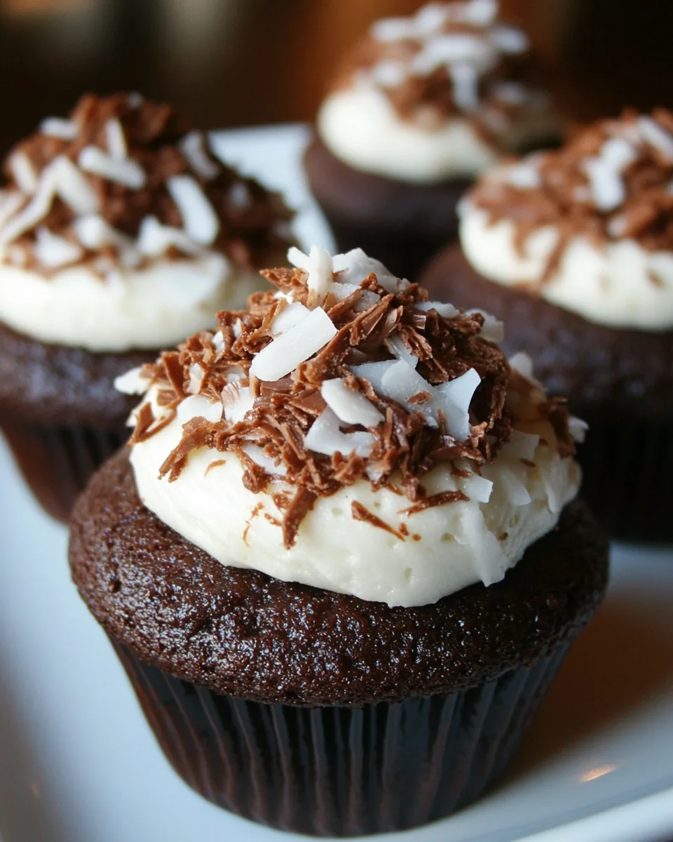 Triple Chocolate Coconut Cupcakes