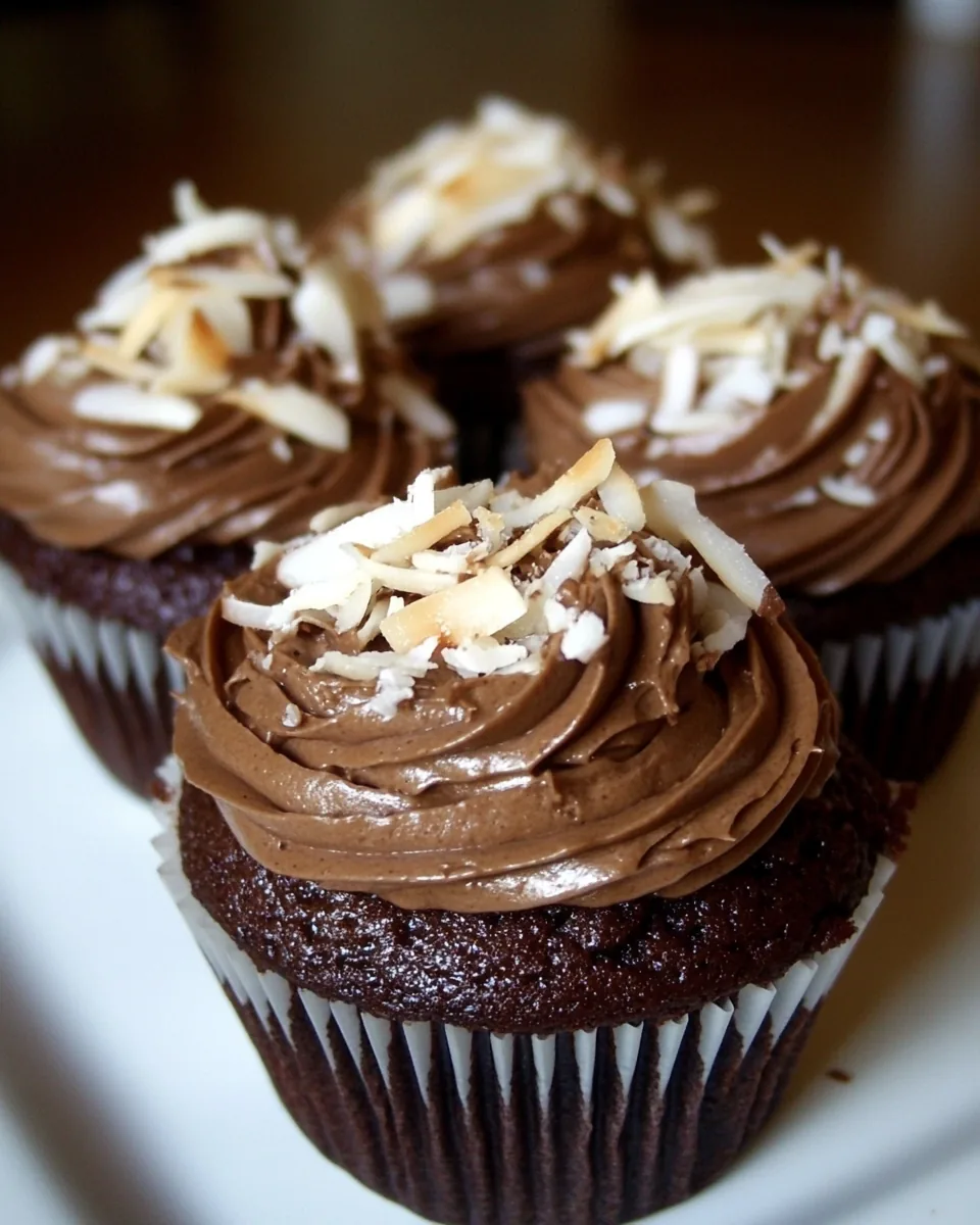 Triple Chocolate Coconut Cupcakes