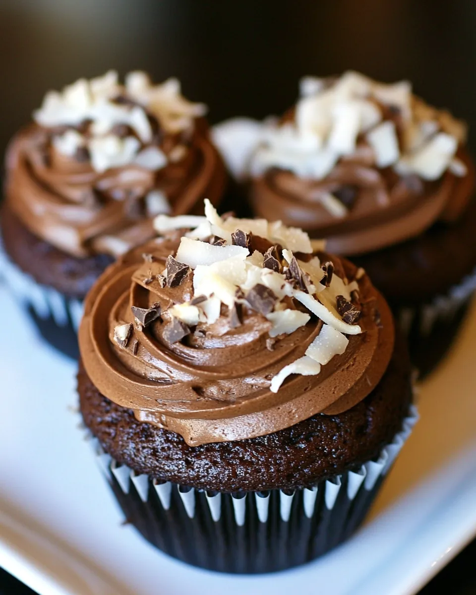Triple Chocolate Coconut Cupcakes