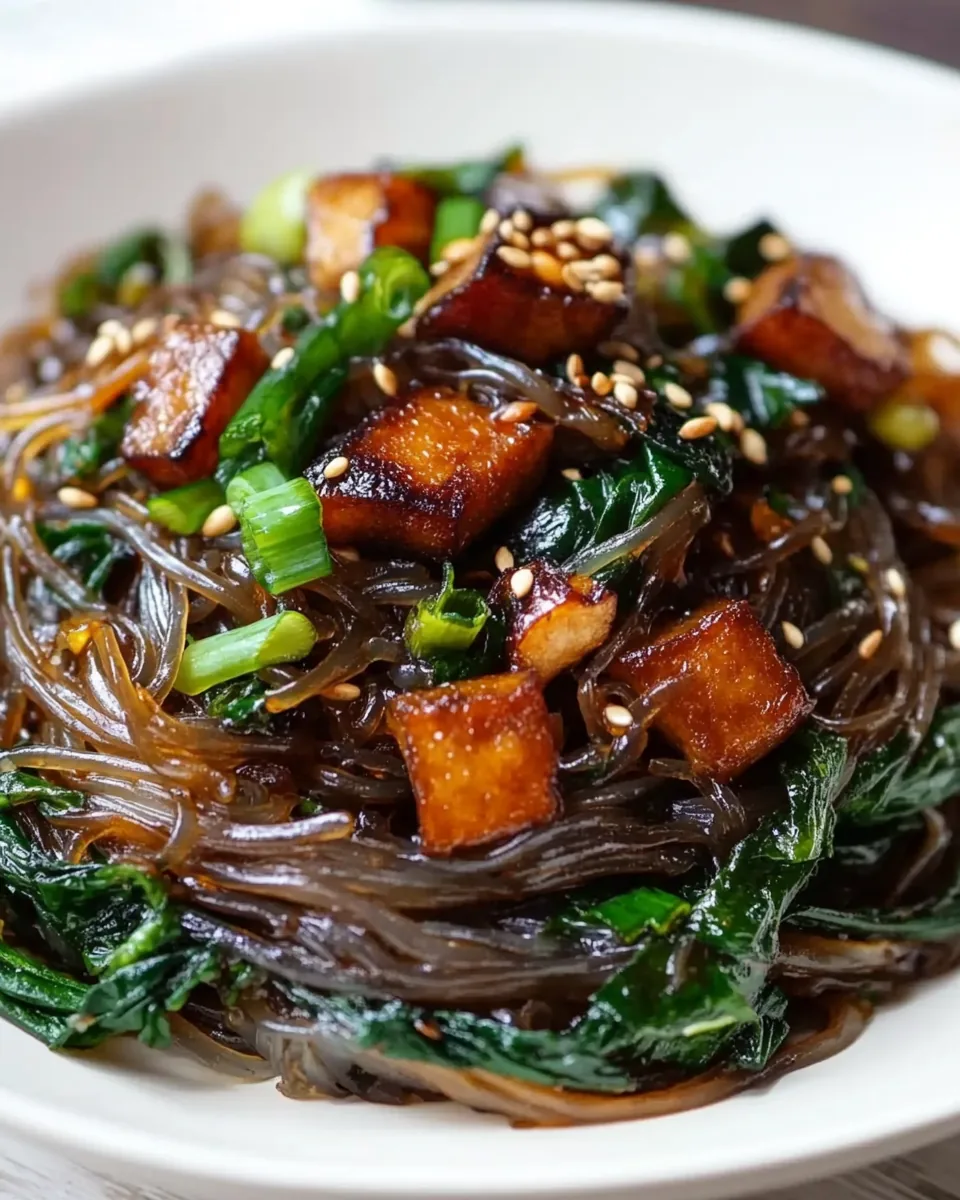 Vegetarian Korean Japchae Noodle Recipe