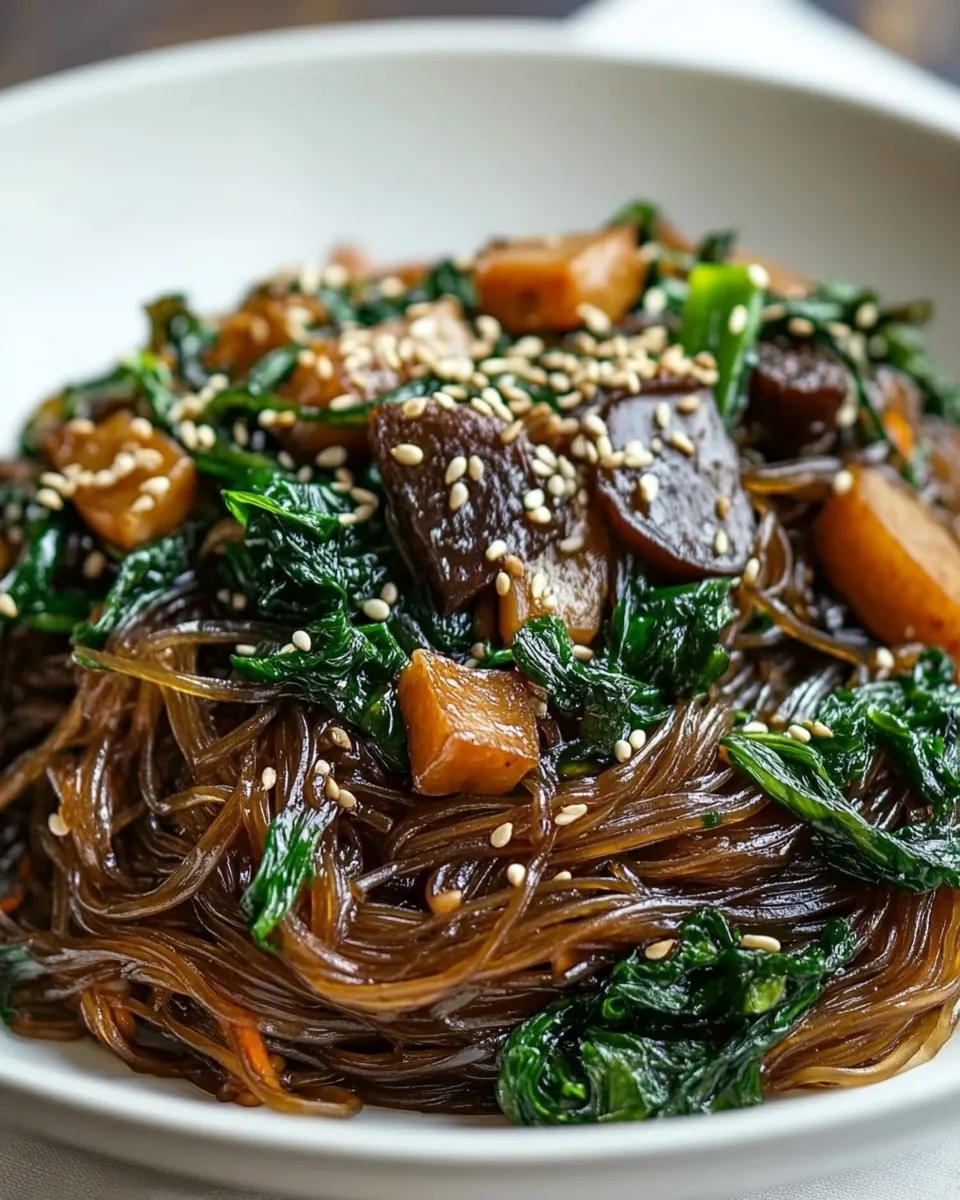Vegetarian Korean Japchae Noodle Recipe