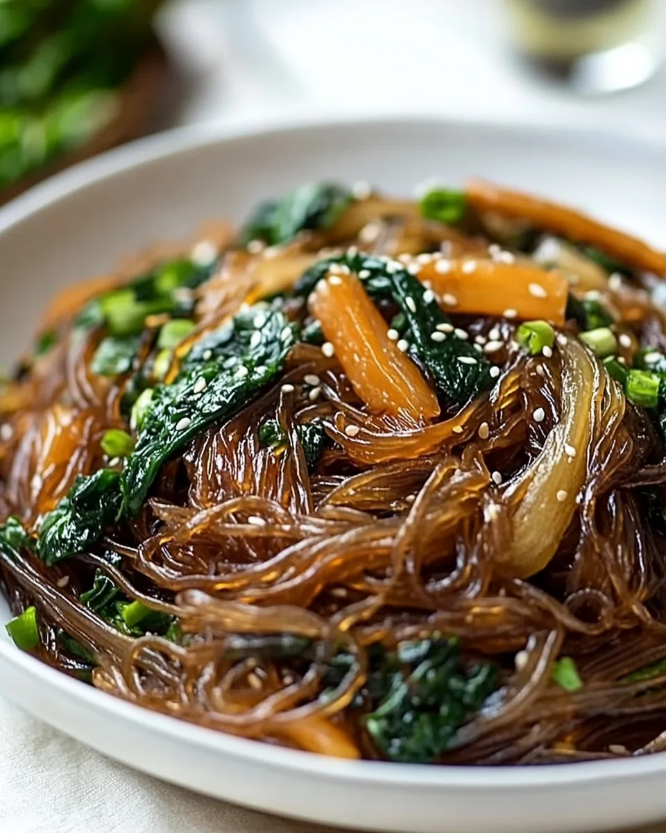 Vegetarian Korean Japchae Noodle Recipe
