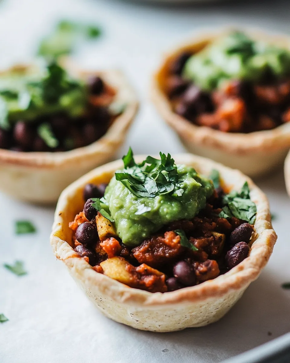 Vegetarian Plantain Black Bean Taco Cups