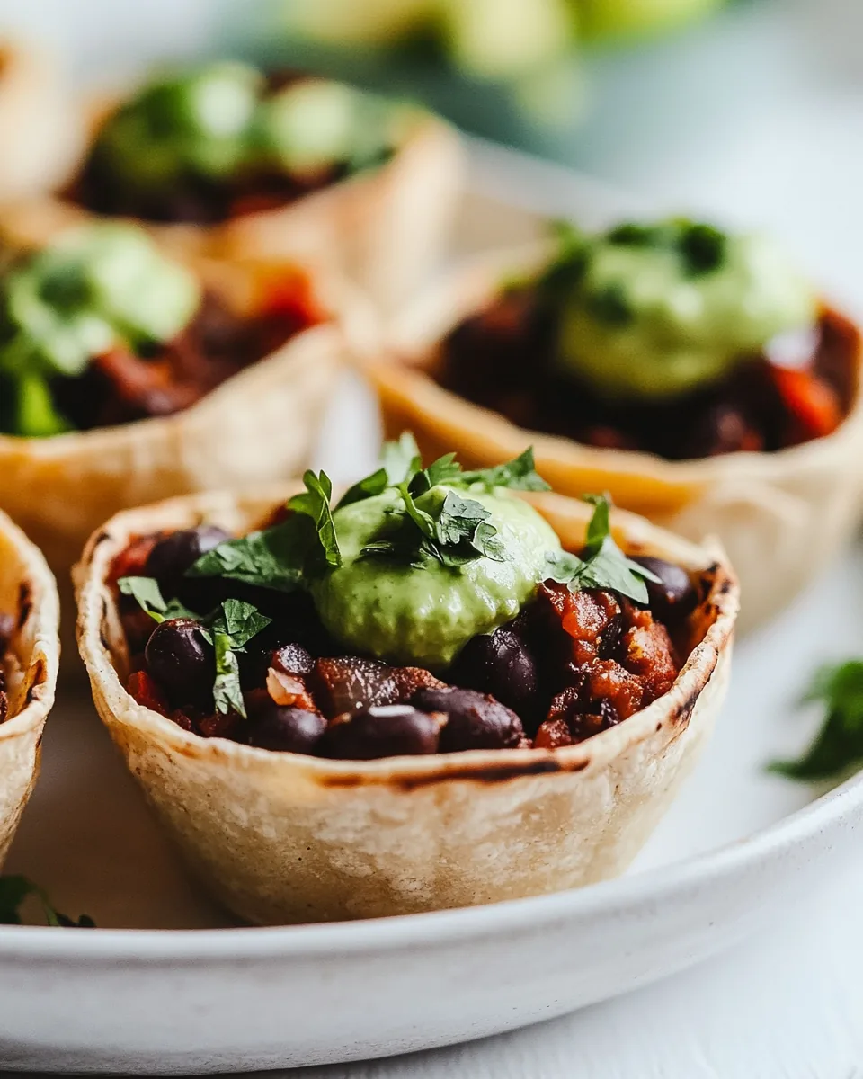 Vegetarian Plantain Black Bean Taco Cups