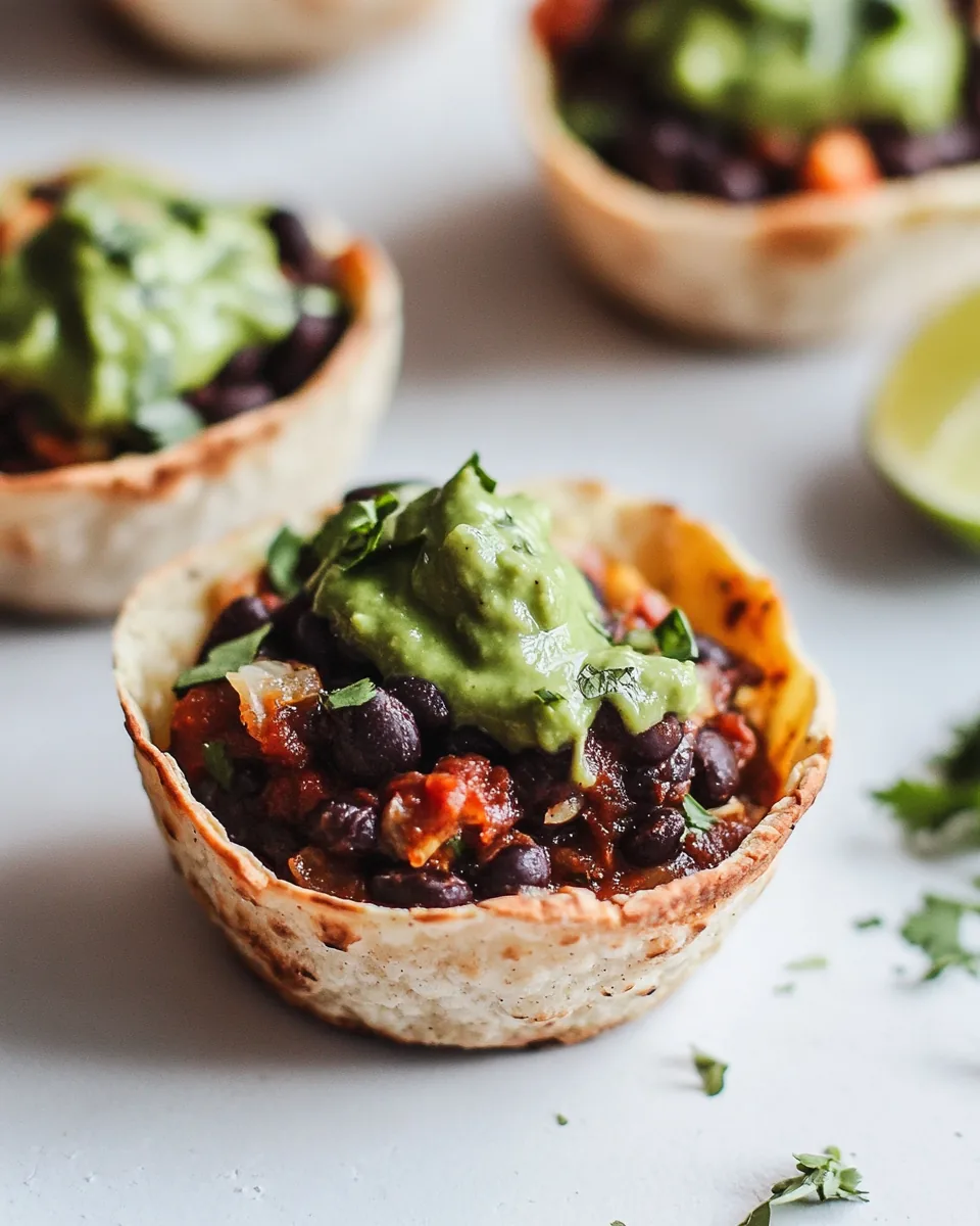 Vegetarian Plantain Black Bean Taco Cups