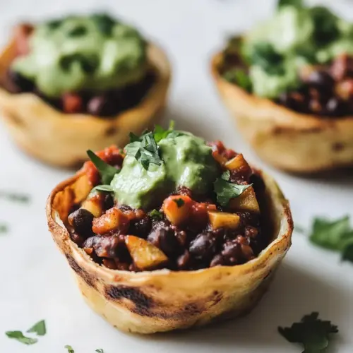 Vegetarian Plantain Black Bean Taco Cups