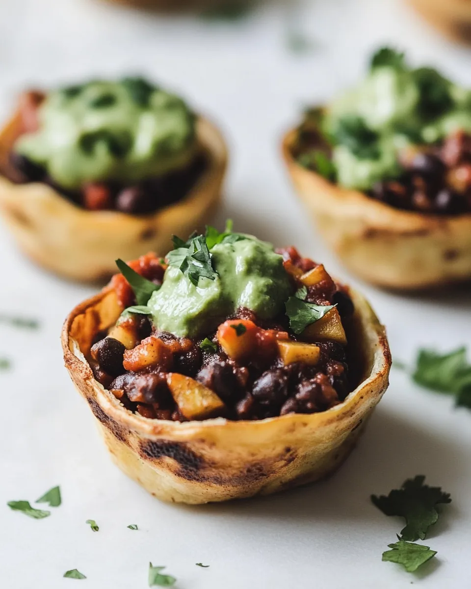 Vegetarian Plantain Black Bean Taco Cups