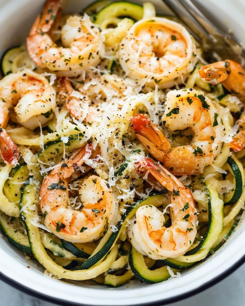15 Minute Garlic Shrimp Zucchini Pasta
