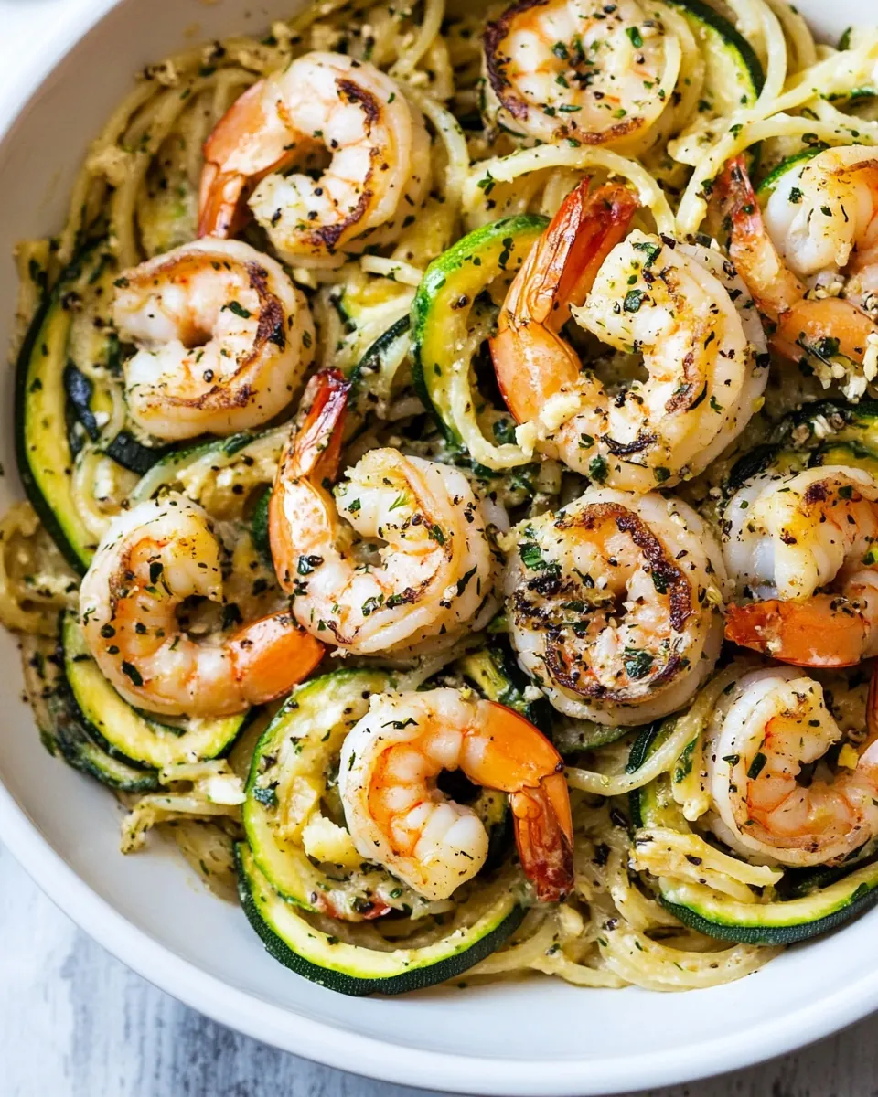 15 Minute Garlic Shrimp Zucchini Pasta