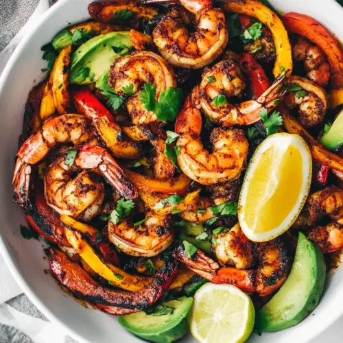 Skillet Blackened Shrimp Fajitas