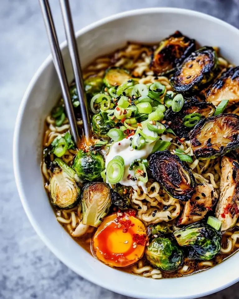 30 Minute Chicken Ramen with Miso Roasted Brussels Sprouts and Ginger Butter