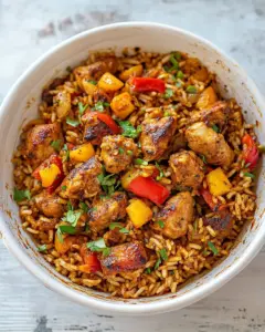 30 Minute Healthy Kickin Cajun Chicken and Rice