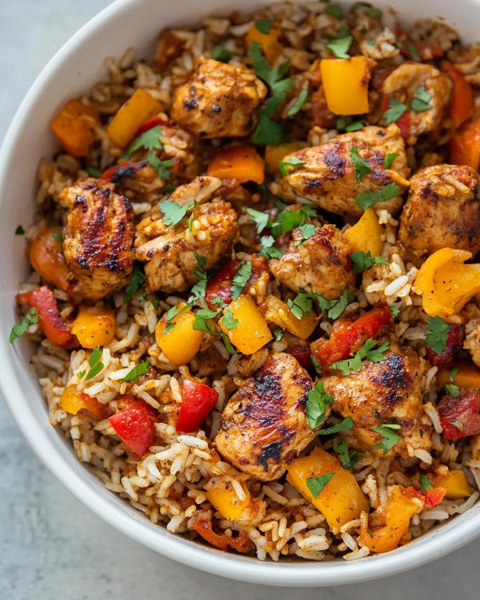30 Minute Healthy Kickin Cajun Chicken and Rice