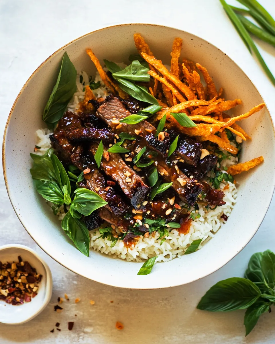 30 Minute Vietnamese Beef and Crispy Rice Bowl
