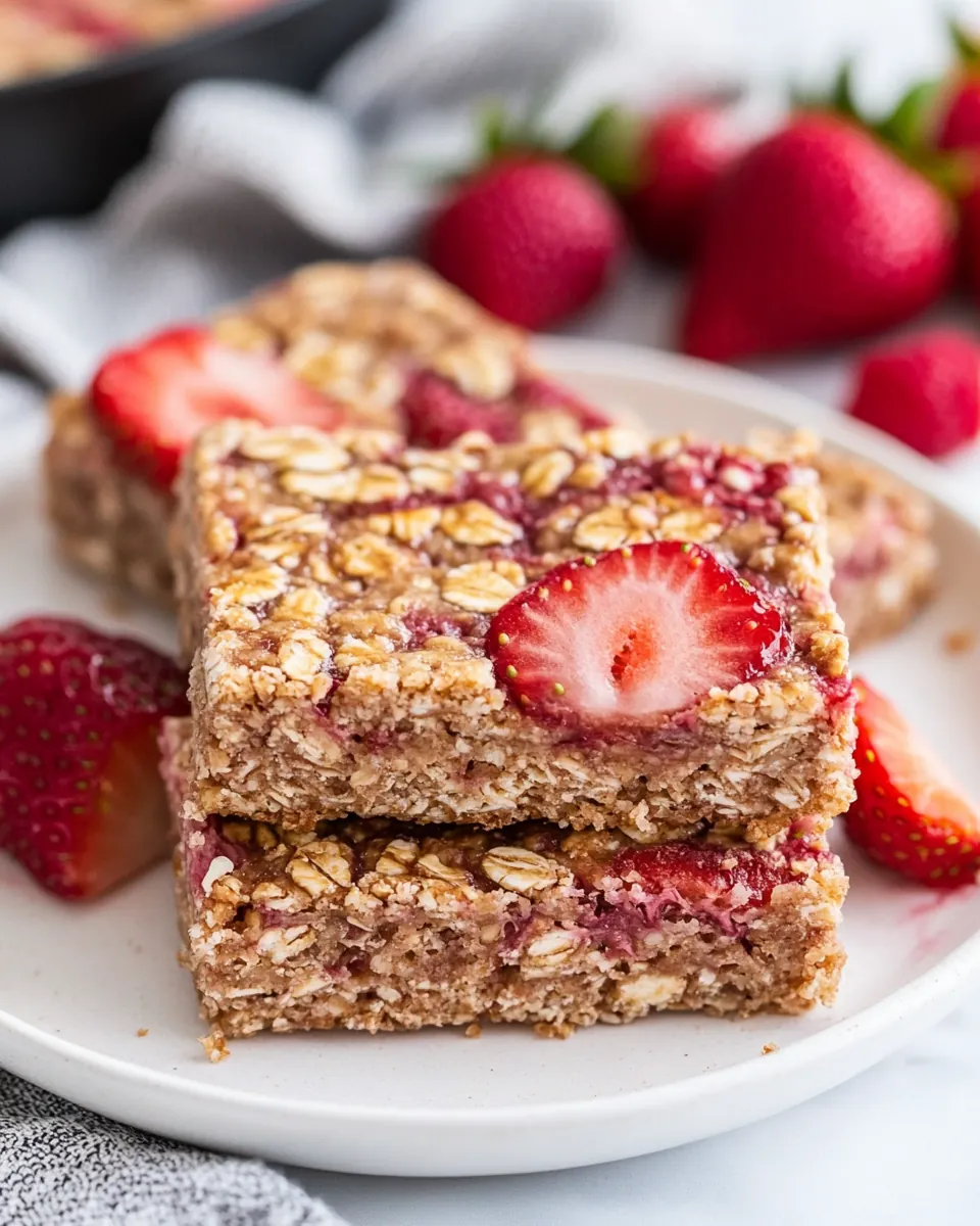 4 Ingredient Healthy Strawberry Breakfast Bars