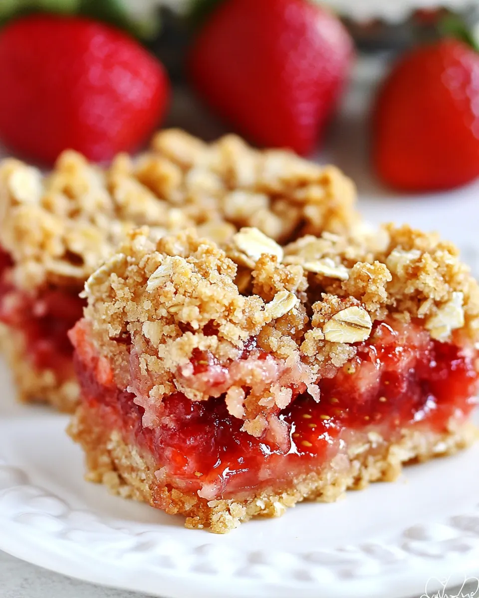 4 Ingredient Strawberry Oat Crumb Bars